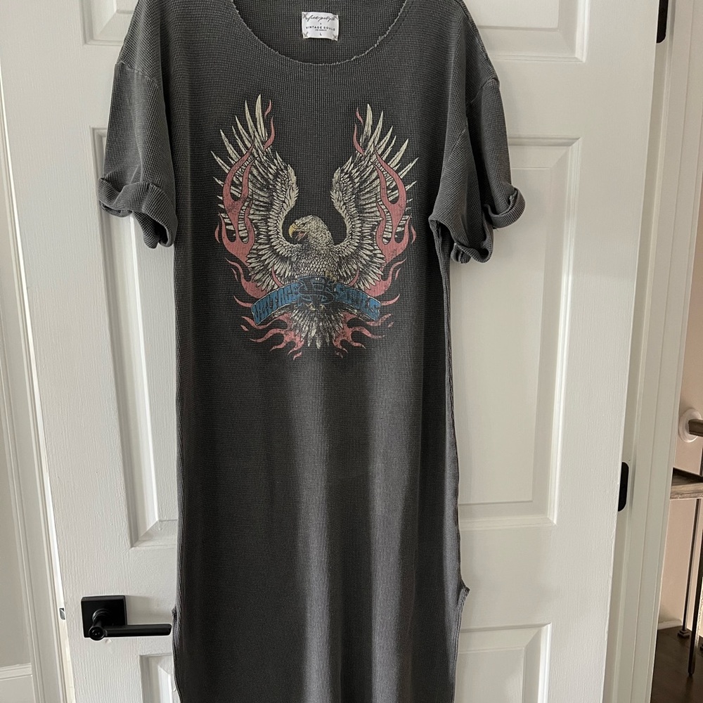 Free People Gray Maxi Dress with Eagle Graphic